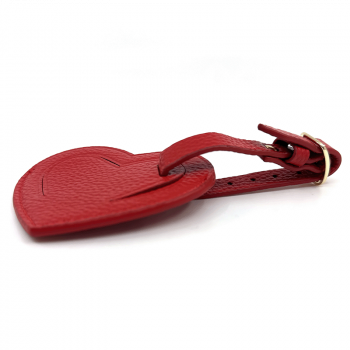 Trixi Gronau Coeur, leather luggage tag, red, side